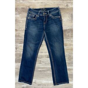 Silver Suki Capri Jeans Mid Rise Embroidered Women’s Sz 28 Waist